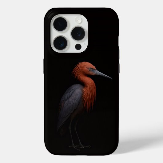 ブラック4 Luxe iPhone 15 Pro マット、Reddish Egret(アカアシサギ) Case-Mate iPhoneケース (裏面)