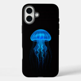 ブラック4 Luxe iPhone 16 Plus マット、青クラゲ Plusケース