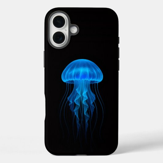 ブラック4 Luxe iPhone 16 Plus マット、青クラゲ Case-Mate iPhoneケース (裏面)