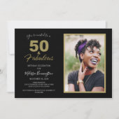 ブラック50と素晴らしい50th誕生日パーティーの写真 招待状 (正面)