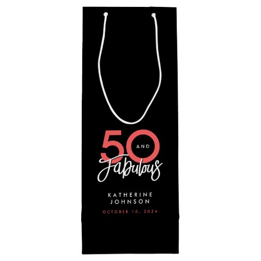 ブラック50と素晴らエレガントしい50誕生日 ワインギフトバッグ (裏面)