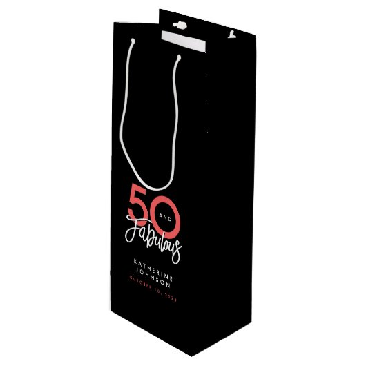 ブラック50と素晴らエレガントしい50誕生日 ワインギフトバッグ (正面アングル)