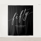 ブラック50パーソナライズされた誕生日バックドランドタペストリー タペストリー (正面)