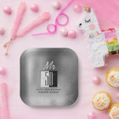 ブラック50歳の誕生日 ペーパープレート (パーティー)