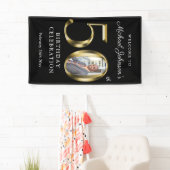 ブラック50誕生日無地の金ゴールドタイポグラフィ写真 横断幕 (インサイチュ)