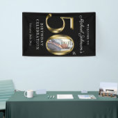 ブラック50誕生日無地の金ゴールドタイポグラフィ写真 横断幕 (トレードショー)