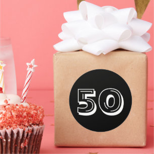 ブラック50誕生日- 50年Bdayスタンプ ラウンドシール