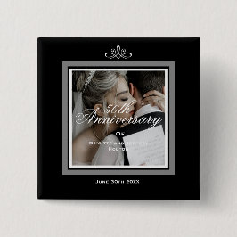 ブラック50th結婚アニバーサリーボタン 缶バッジ