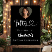 ブラック50th誕生日パーティー写真ハートへようこそ ポスター