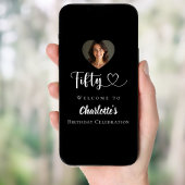 ブラック50th誕生日パーティー写真ハートへようこそ ポスター