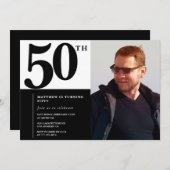 ブラック50th誕生日招待状シエレガントック 招待状 (正面/裏面)