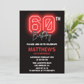 ブラック60歳の誕生日招待状メンネオン 招待状 (スタンド正面)