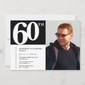 ブラック60歳の誕生日招待状 モダン シック フォト 招待状 (正面)