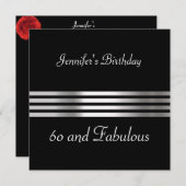 ブラック60thバースデーパーティーへの招待 招待状 (正面/裏面)