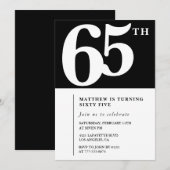 ブラック65歳の誕生日招待状 エレガント シック シンプル 招待状 (正面/裏面)