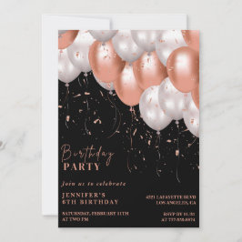 ブラック6th誕生日招待状バラ金ゴールドピンク 招待状