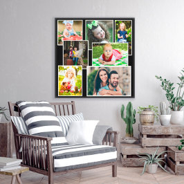 ブラック7家族フォトコラージュ記念 キャンバスプリント