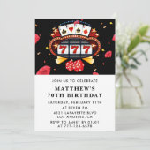 ブラック70歳の誕生日招待状 カジノテーマ ポーカー 招待状 (スタンド正面)