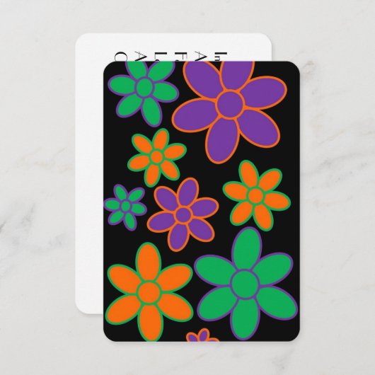 ブラック70sスタイルスコットランド詩誕生日カード (正面/裏面)