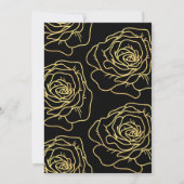 ブラック71歳の誕生日招待状金ゴールドフローラ 招待状 (裏面)