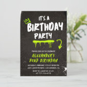 ブラック72歳の誕生日招待状メンズグラフィ絵を描ティ 招待状 (スタンド正面)