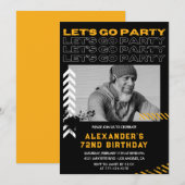 ブラック72th誕生日招待状メンズ 招待状 (正面/裏面)