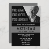 ブラック75歳の誕生日招待状ザ・マンザ・レジェンド 招待状 (正面/裏面)