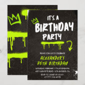 ブラック75歳の誕生日招待状メンズグラフィティ絵を描 招待状 (正面/裏面)