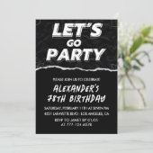 ブラック78歳の誕生日招待状メンズホワイト 招待状 (スタンド正面)