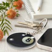 ブラック8ボールプールボールスポーツゲームデザイン キーホルダー (正面右)