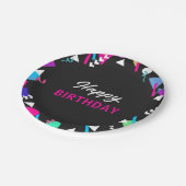 ブラック80sパターン誕生日紙プレート ペーパープレート (アングル)