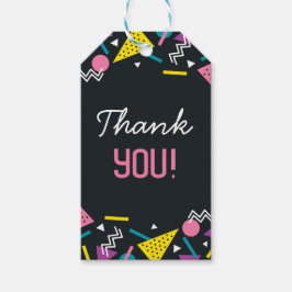 ブラック80sパターン誕生日 ギフトタグ