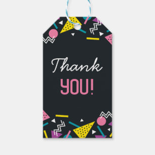 ブラック80sパターン誕生日 ギフトタグ