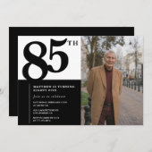 ブラック85th誕生日招待状エレガントシック 招待状 (正面/裏面)