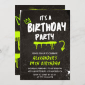 ブラック89歳の誕生日招待状メンズグラフィ絵を描ティ 招待状 (正面/裏面)