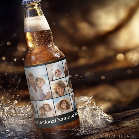 ブラック9フォトスクエアコラージュ – 白い文字 ビールラベル