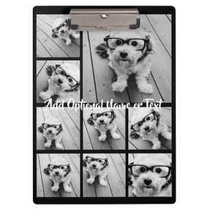 ブラック9フォトスクエアコラージュ – 白 クリップボード