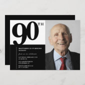 ブラック90th誕生日招待状シエレガントック 招待状 (正面/裏面)