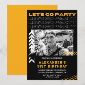 ブラック91th誕生日招待状メンズ 招待状 (正面/裏面)