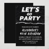 ブラック95歳の誕生日招待状メンズホワイト 招待状 (正面/裏面)