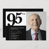 ブラック95th誕生日招待状エレガントシック 招待状 (正面/裏面)