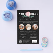 ブラック あなたのロゴ サービス 美容院 マーケティング チラシ (シングル)