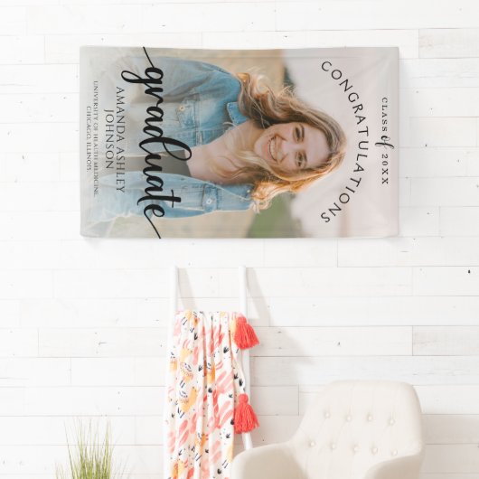 ブラック・おめでとうの大学院写真卒業 横断幕 (インサイチュ)