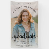 ブラック・おめでとうの大学院写真卒業 横断幕 (縦)