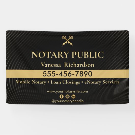 ブラック&お洒落金ゴールド公証人業務マーケティングイベント 横断幕 (横)