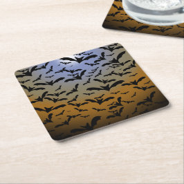 ブラック・こうもりとムーンライトの戦いにかわいらし行く スクエアペーパーコースター