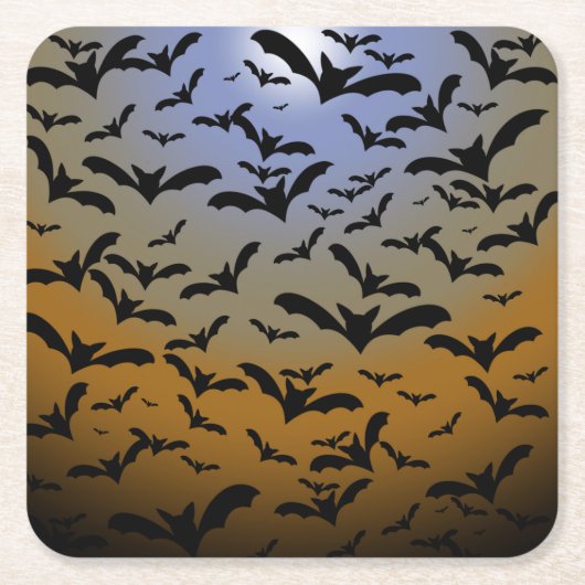 ブラック・こうもりとムーンライトの戦いにかわいらし行く スクエアペーパーコースター (正面)