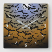 ブラック・こうもりとムーンライトの戦いにかわいらし行く スクエア壁時計 (正面)
