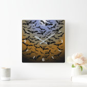 ブラック・こうもりとムーンライトの戦いにかわいらし行く スクエア壁時計 (ホーム)