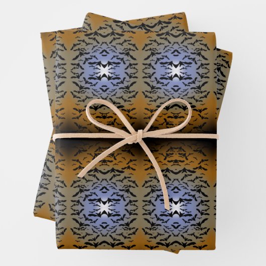 ブラック・こうもりとムーンライトの戦いにかわいらし行く ラッピングペーパーシート (インサイチュ)